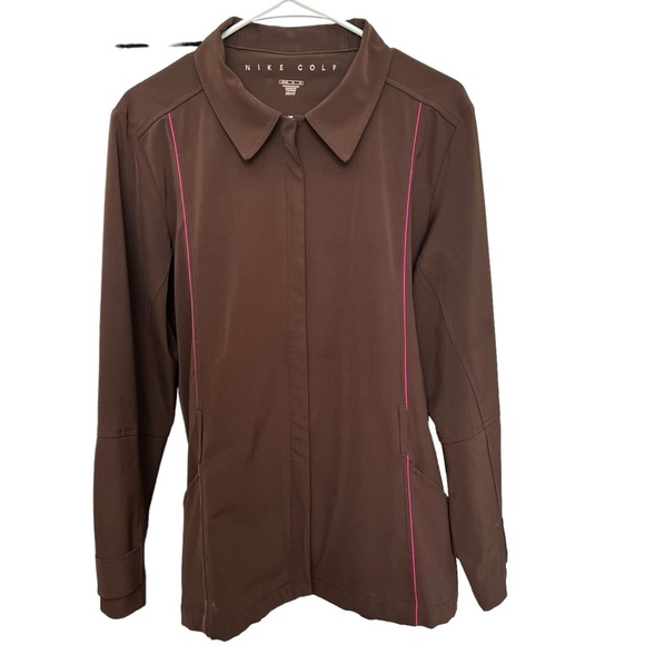 Nike Golf Dri-Fit Full Zip Jacket Women's Size Large Long Sleeve Pockets Brown‎ - Picture 1 of 6